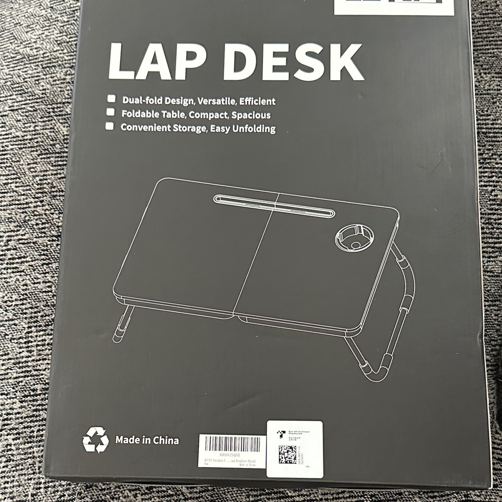 Black Portable Folding Lap Desk with phone holder